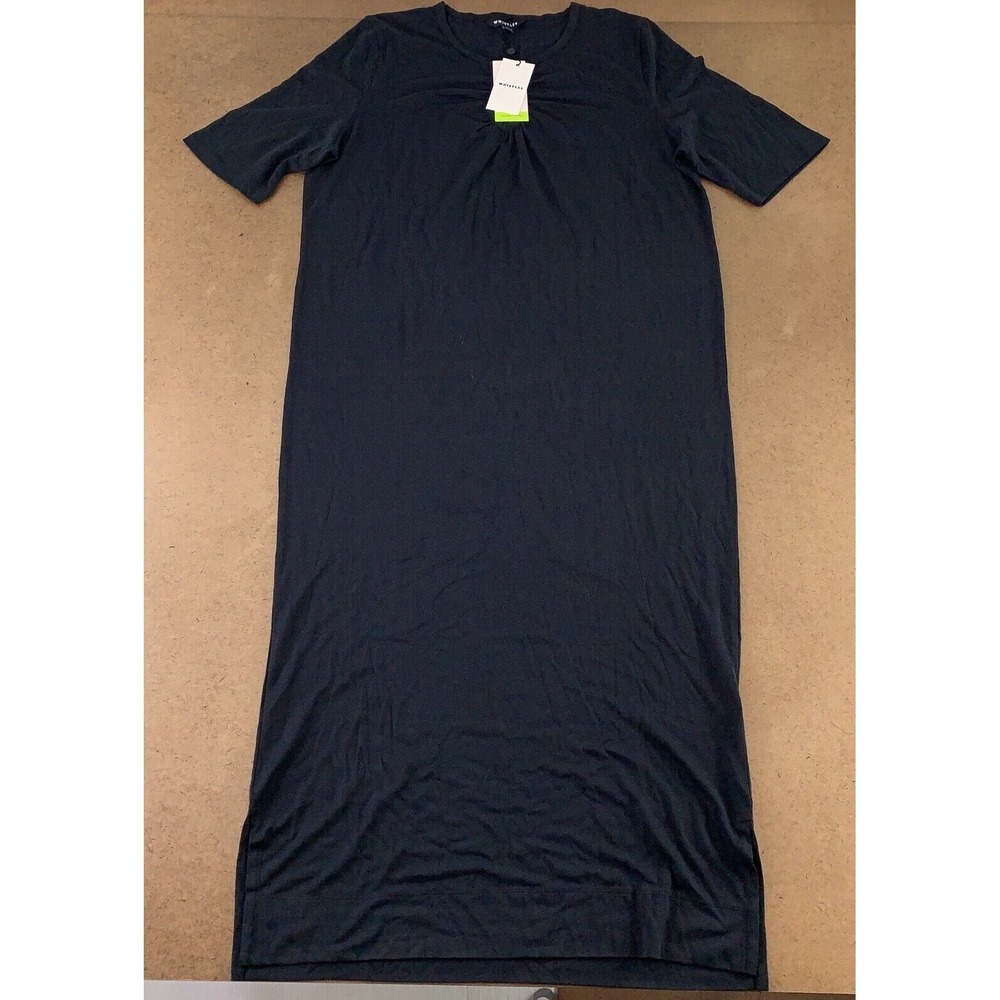 Whistles Women's Size 10 Black Jersey Short Sleeve Keyhole Midi Dress NWT